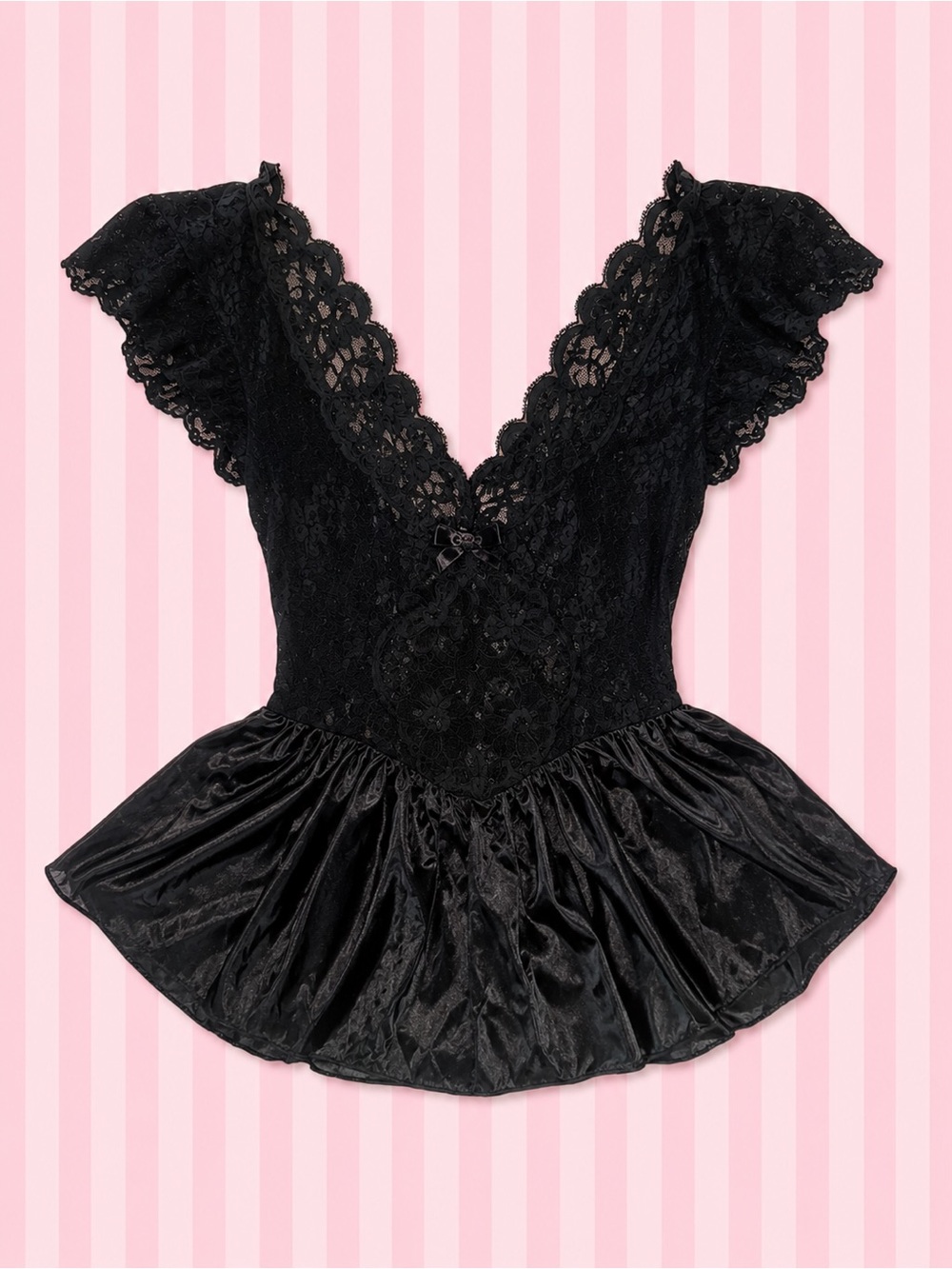 Vintage Cinema Etoile Black Lace Babydoll Top